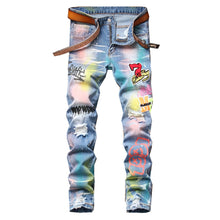 Load image into Gallery viewer, Graffiti Printed Denim Jeans