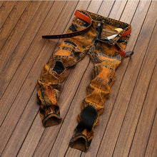 Cargar imagen en el visor de la galería, Burnt Orange Patchwork Denims