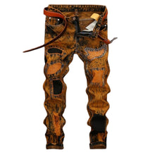 Cargar imagen en el visor de la galería, Burnt Orange Patchwork Denims