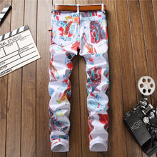 Load image into Gallery viewer, 2021 Autumn Winter Men&#39;s 3D Print Stretch Jeans Trendy Holes Straight Denim Trouers
